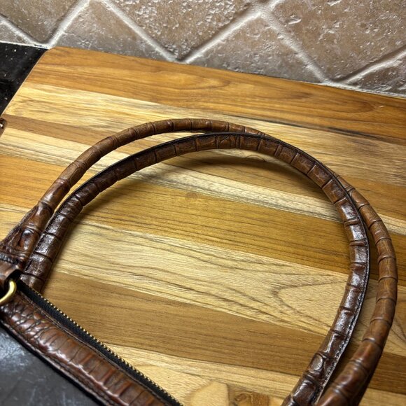 Brahmin Leather Satchel Doctor Style Handbag with Crocodile Embosssed Trim - Picture 9 of 15